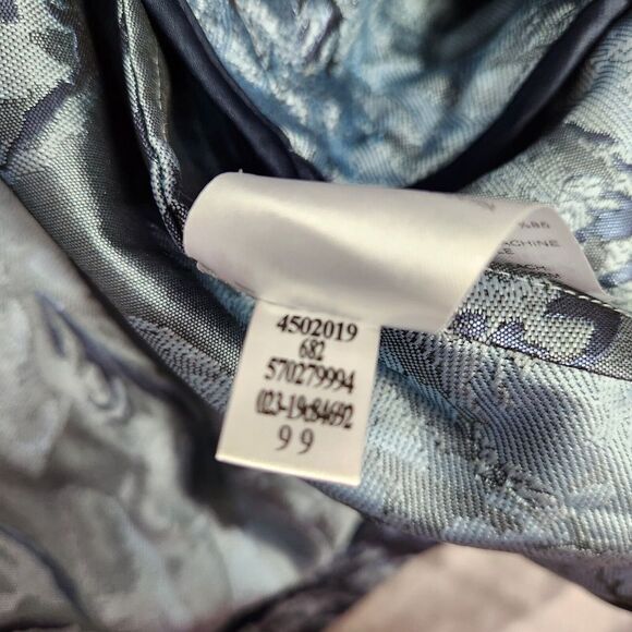 Chico's Womens Long Jacket 2/M Blue Tonal Floral Jacquard Open Front Blazer NWT - Picture 10 of 12